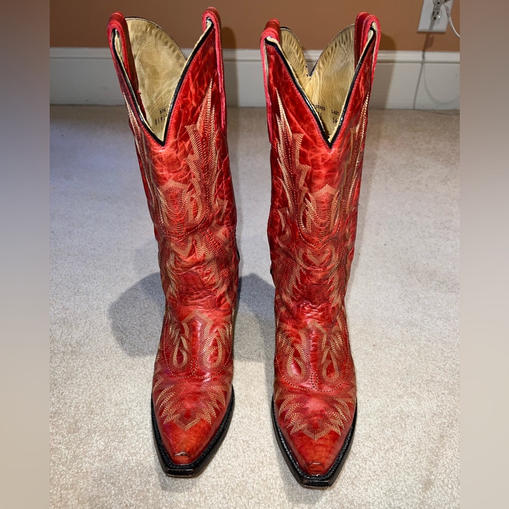 Corral red leather ladies womens cowboy boots 10M